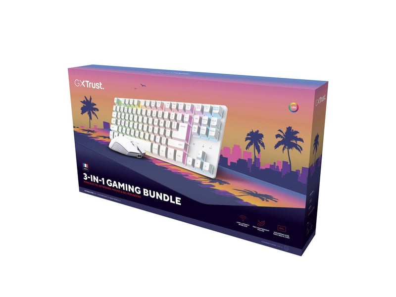 Clavier gaming sans fil azerty + souris rgb 6400 dpi et tapis xxl 900x400 mm 1-23323237 - Conforama A