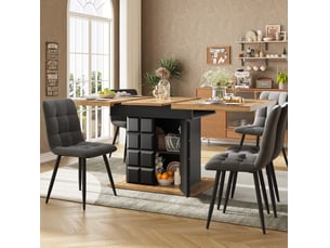 Table a manger extensible 110x80x75 cm pour 4-6 personnes mdf noir et naturel