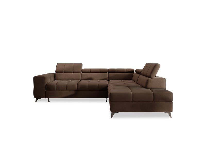 Canapé d'angle droit convertible gaspard velours marron - Conforama A