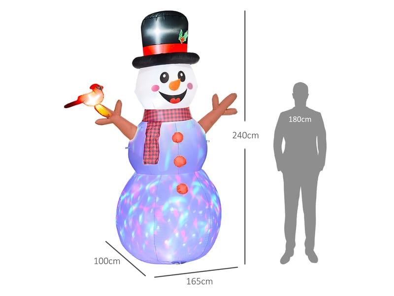  Bonhomme de neige géant, 2,40 m, décoration de noël, avec led, autogonflant, polyester  - Conforama E