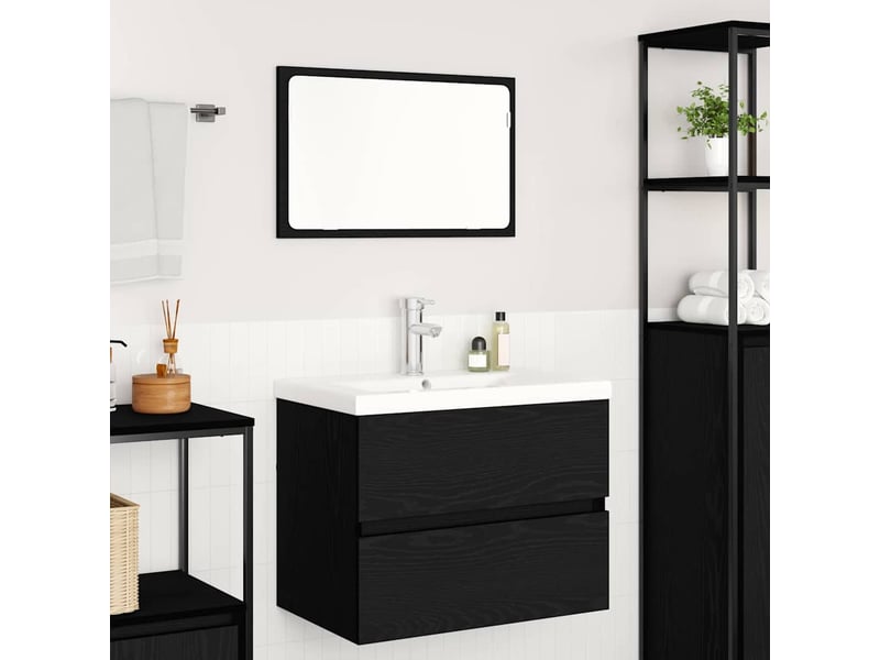 Ensemble de mobilier de salle de bain 3 pc chêne noir cf64335 - Conforama D