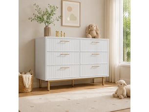 Commode 6 tiroir(s) LPOSPI coloris blanc largeur 120 cm