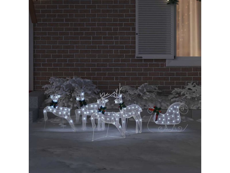 Lot de 5 rennes led, éclairage de noël, décoration de noël blanc 43 x 18 x 66 cm tissu cf62090 - Conforama C