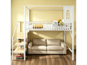 Lit mezzanine 140x200 cm <strong>DZMDIP</strong> <strong></strong> coloris blanc