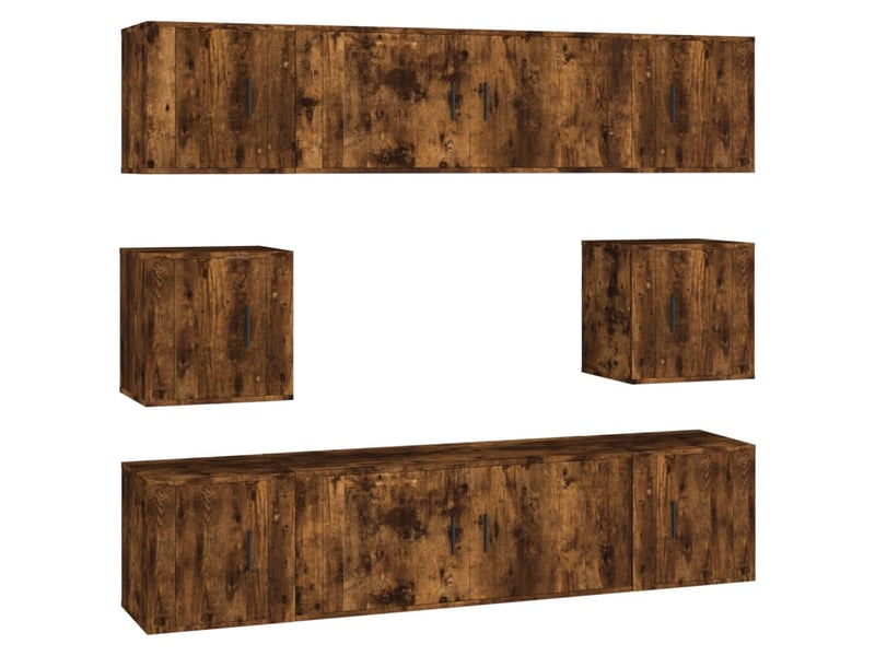  Ensemble de meubles tv 8 pcs chêne fumé bois d'ingénierie shl54597  - Conforama A