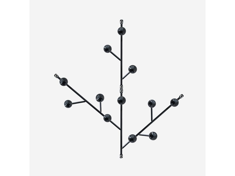  Lot de 4 portemanteaux muraux en métal design moderne fleur - noir  - Conforama C