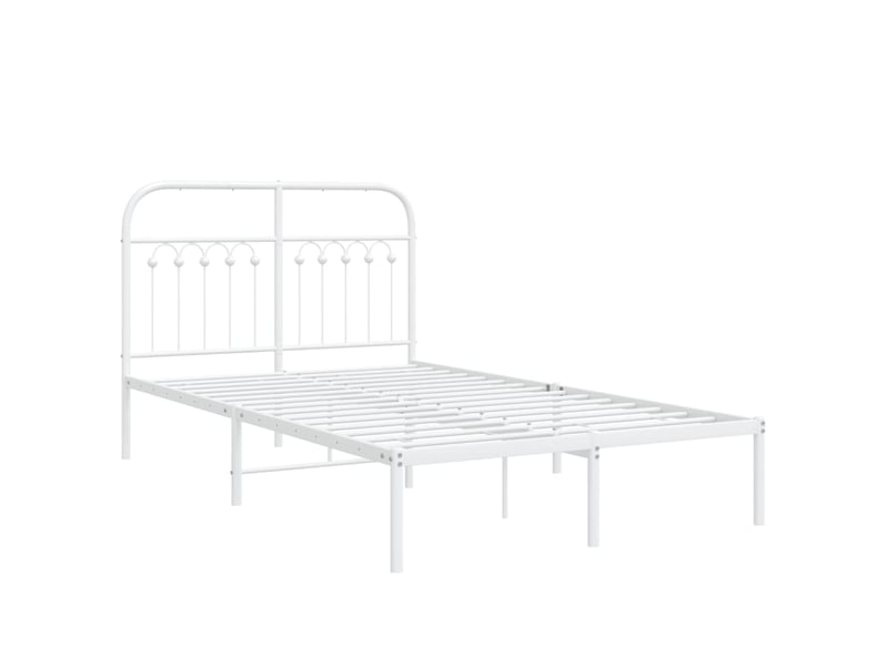  Lit double- lit adulte -  cadre de lit métal sans matelas et tête de lit blanc 120x200 cm  - Conforama B