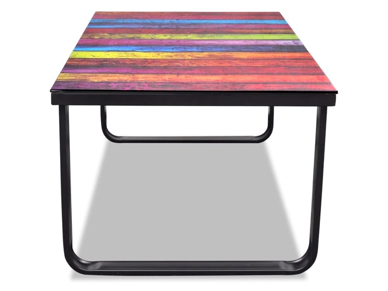  Table basse | table d'appoint salon avec impression d'arc-en-ciel dessus en verre  - Conforama C