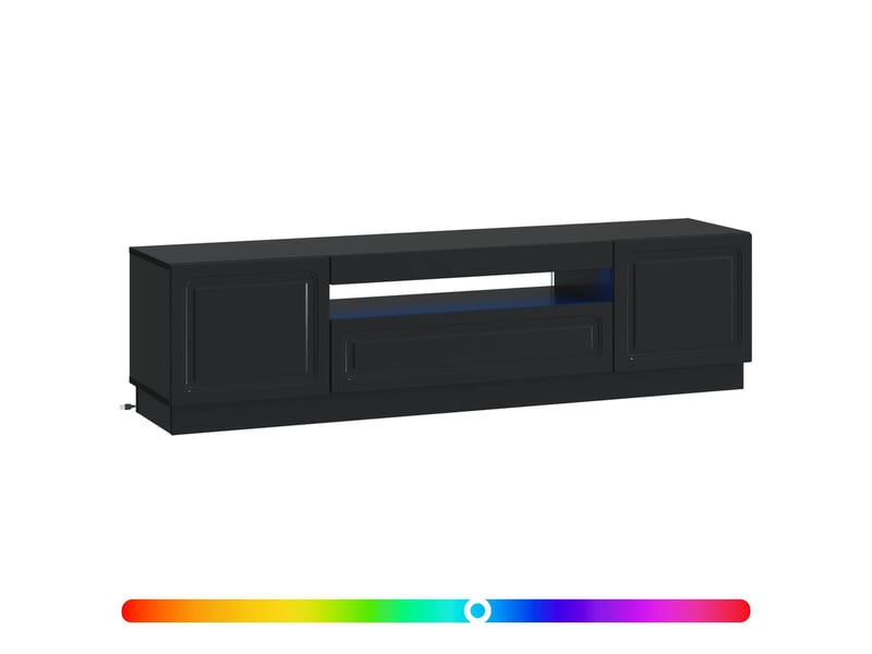  Meuble tv - banc tv - meuble de rangement led noir bois d'ingénierie  - Conforama C