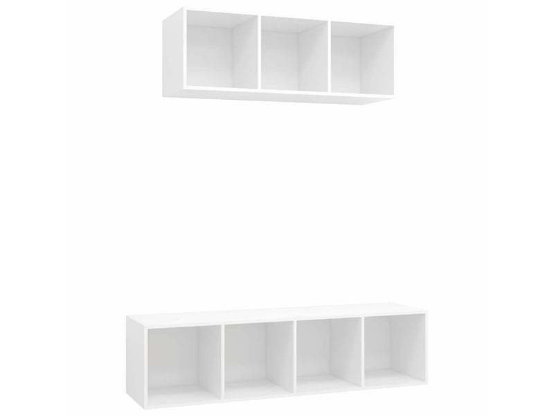  Ensemble de meuble tv - banc tv - meuble de rangement 2 pcs blanc bois d'ingénierie  - Conforama A