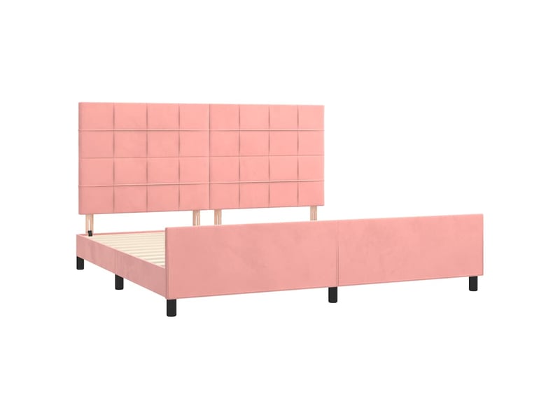  Lit double- lit adulte -  cadre de lit sans matelas rose 200x200 cm velours  - Conforama C