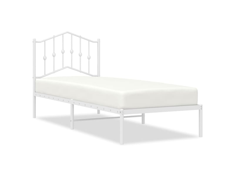  Lit simple- lit adulte -  cadre de lit métal sans matelas avec tête de lit blanc 90x190cm  - Conforama A