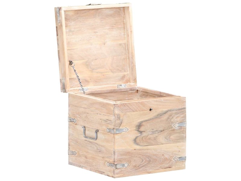  Coffre de rangement 40x40x40 cm bois d'acacia solide shl78719  - Conforama A