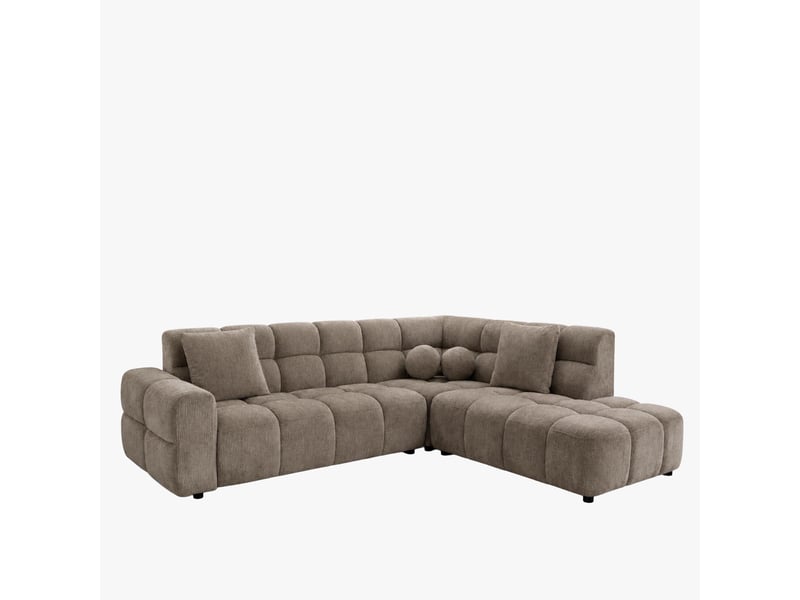 Canapé d'angle en tissu taupe - angle droit - Conforama C