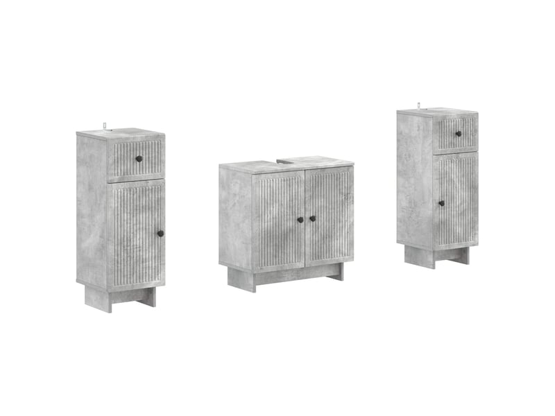 Ensemble de meuble de salle de bain 3 pièces ede gris béton cf63420 - Conforama A