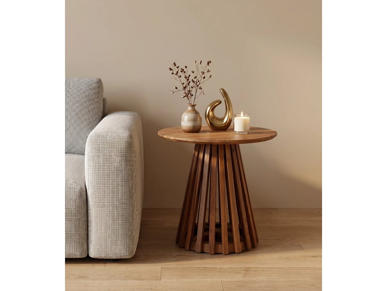  Table d'appoint ronde en bois de teck  - Conforama B