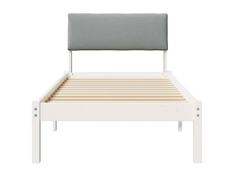 Lit simple- lit adulte - cadre de lit blanc et gris clair 80 x 200 cm bois massif en pin - Conforama D