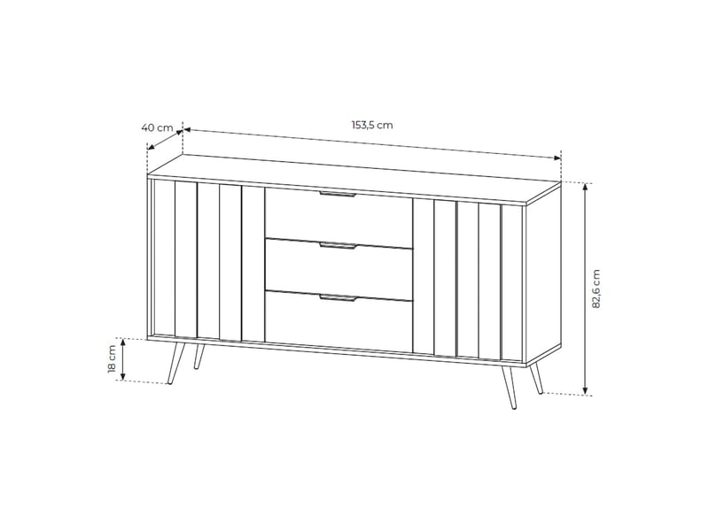  Buffet hahasasi, commode 3 tiroirs, 154x40x87h cm noyer marron Hahasasi - Conforama C
