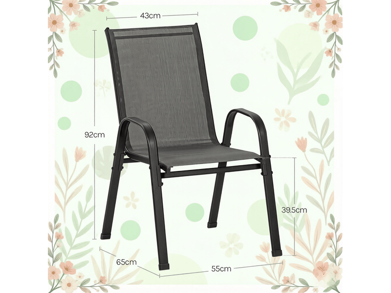  Lot de 2 fauteuils de jardin empilables 55 x 65 x 92 cm – gris foncé – dossier haut et accoudoirs confortables  - Conforama C