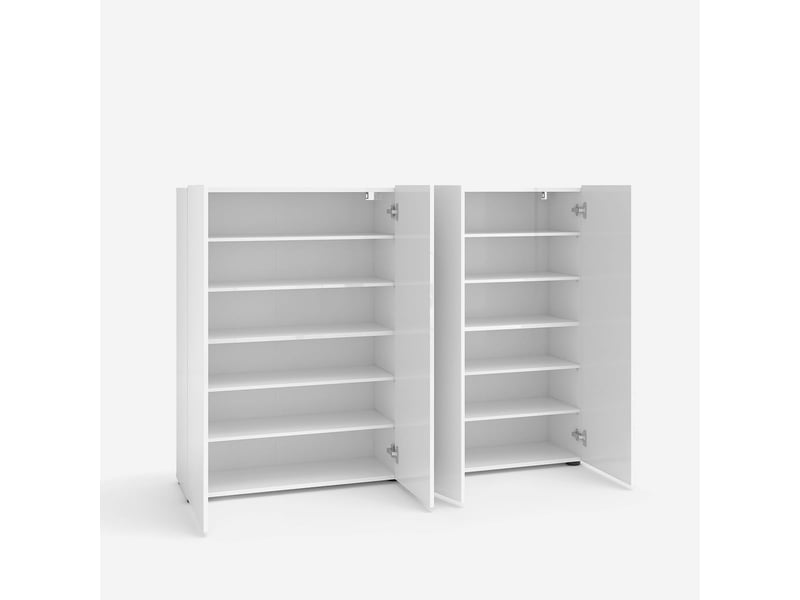 Meuble à chaussures gain de place 4 portes en mélaminé brillant mister - Conforama C