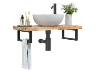 Étagère de vasque | étagère murale acier et bois massif d'acacia shl246
