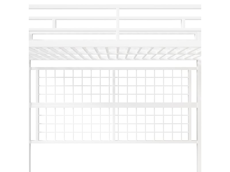  Lit mezzanine, lit simple en métal avec armoire, escalier de rangement et led 7 couleurs, 90x200 cm, sans matelas, blanc  - Conforama E