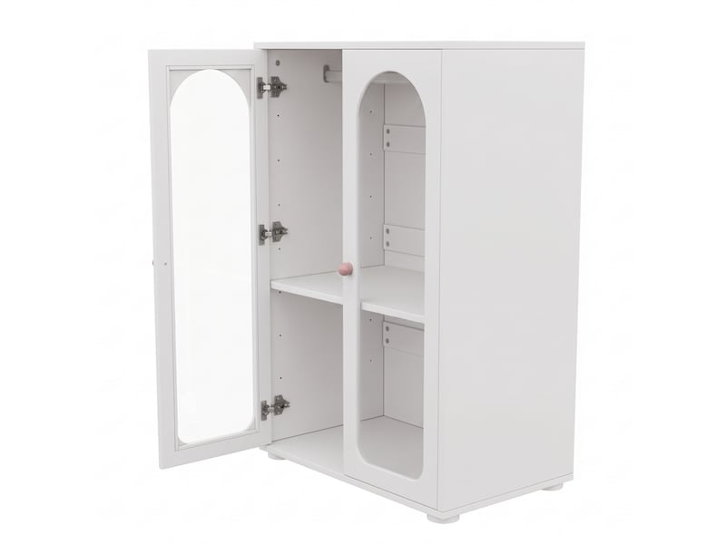  Lot de 2 armoires enfant 160x50x120 cm, portes arrondies, rangements réglables, mdf acrylique blanc  - Conforama E
