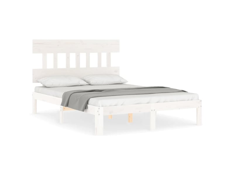  Lit double- lit adulte -  cadre de lit sans matelas blanc 140x200 cm bois de pin massif  - Conforama A