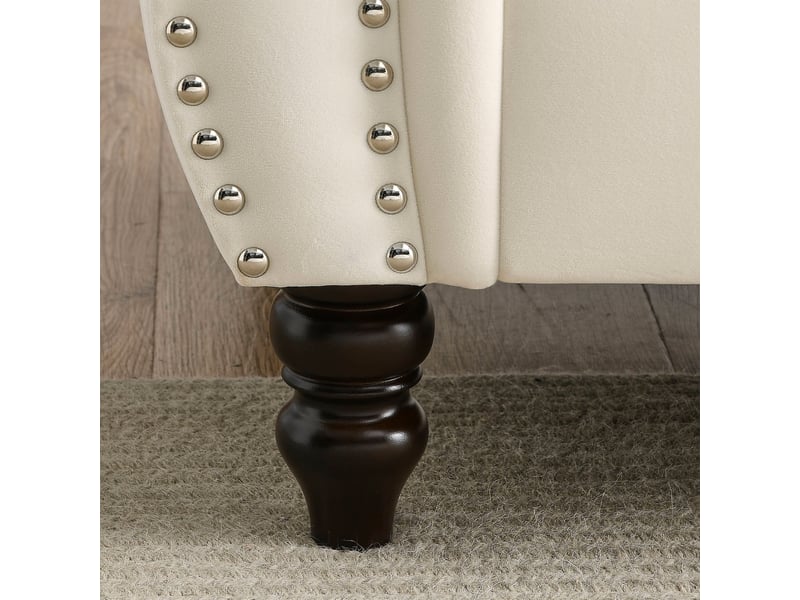 Canapé moderne - canapé en velours de style chersfield avec pieds en bois d'hévéa en forme de bouteille, réf. W3349s00144 - Conforama R