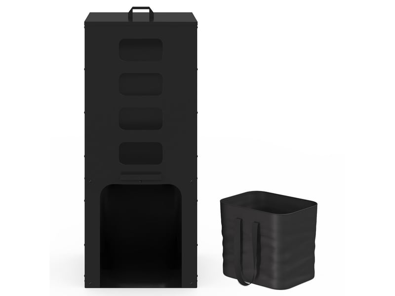  Réservoir à granulés 55 kg noir distributeur à pellets 40 x 40 x 98,5 cm avec contenant souple amovible  - Conforama E