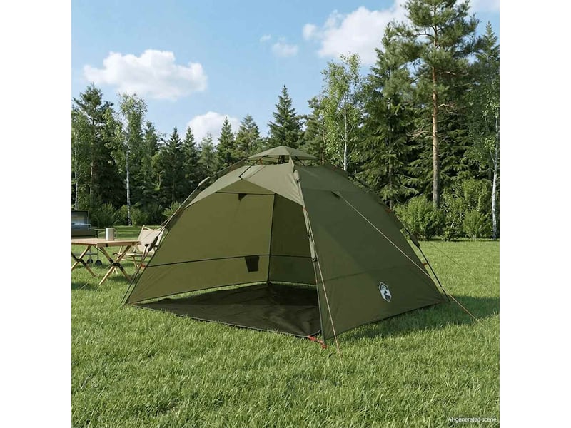  Tente de pêche, tente de camping 4 personnes vert olive libération rapide shl71169  - Conforama B