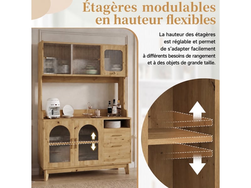  Meuble de cuisine muvano, buffet haut de salle à manger avec prises et ports usb, 120 × 40 × 178 cm  - Conforama R