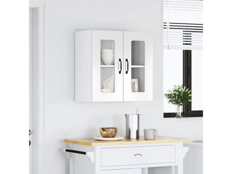  Armoire murale de cuisine avec porte vitrée bois d'ingénierie blanc brillant shl4316  - Conforama D