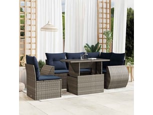 Vidaxl ensemble de canapé de jardin 6 pcs avec coussins gris résine tressée