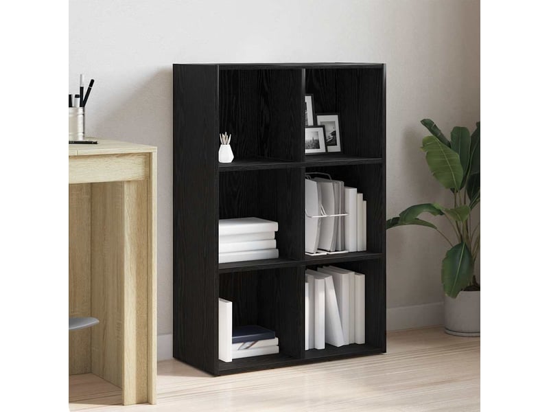  Bibliothèque, meuble de rangement salon en chêne noir 66 x 30 x 98 cm bois d'ingénierie  - Conforama B
