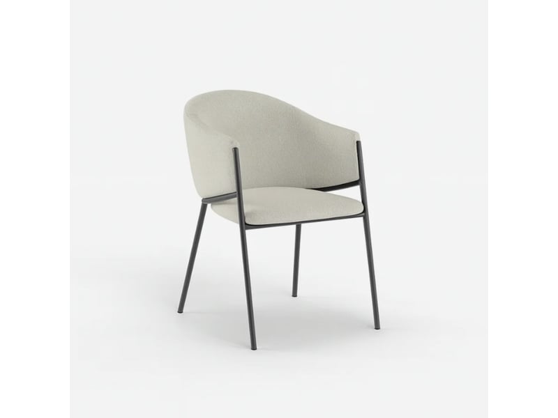  Lot de 2 chaises rembourrées en tissu bouclette easy-clean duna - blanc  - Conforama C