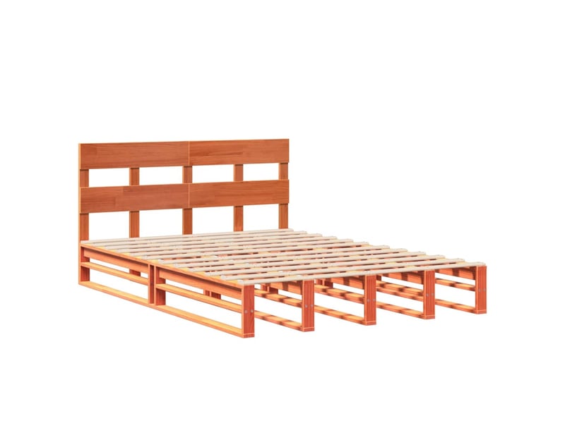  Lit double- lit adulte -  cadre de lit sans matelas  marron 150x200cm bois pin massif  - Conforama B