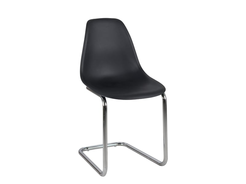  Lot de 2 chaises visiteur meo design vintage noires avec structure chromée  - Conforama C