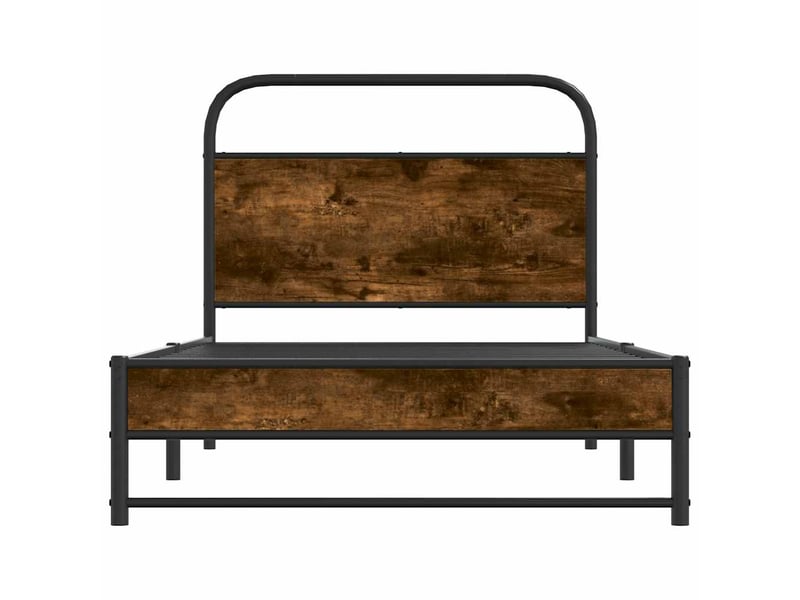  Lit simple- lit adulte -  cadre de lit sans matelas 100x200 cm chêne fumé bois ingénierie  - Conforama D