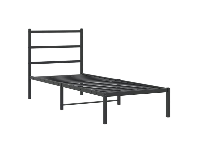 Lit simple- lit adulte -  cadre de lit métal sans matelas avec tête de lit noir 80x200 cm  - Conforama B