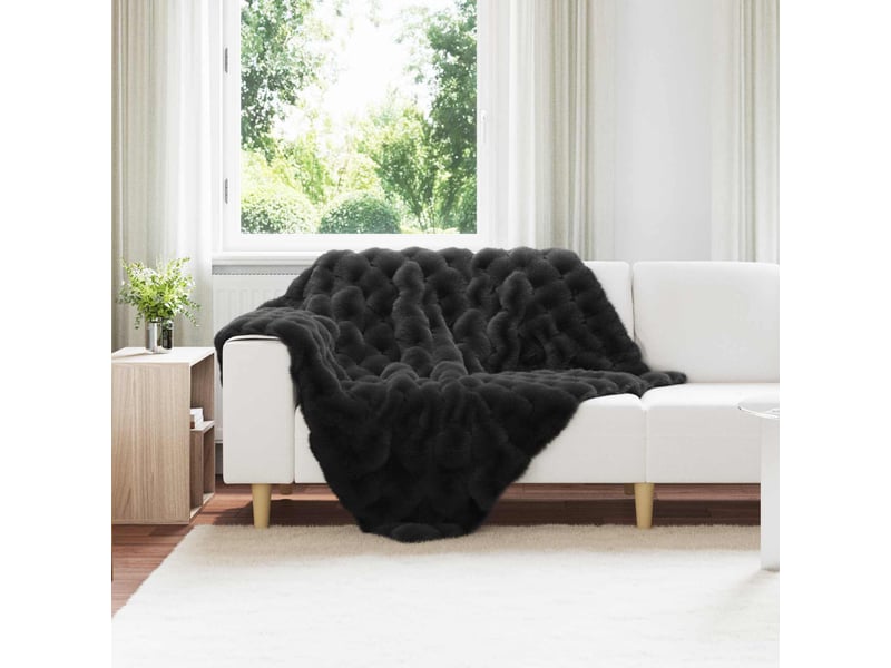  Couverture décorative, couverture antidérapante en fausse de lapin 4 pc noir shl33873  - Conforama B
