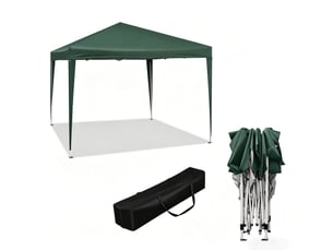 Tonnelle pliante 3x3 m – verte – hauteur réglable, toile oxford 210d, sac de transport inclus pratique