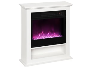 Cheminée électrique 1800 w blanche, effet flamme 9 couleurs, 62,5 x 20 x 72,5 cm