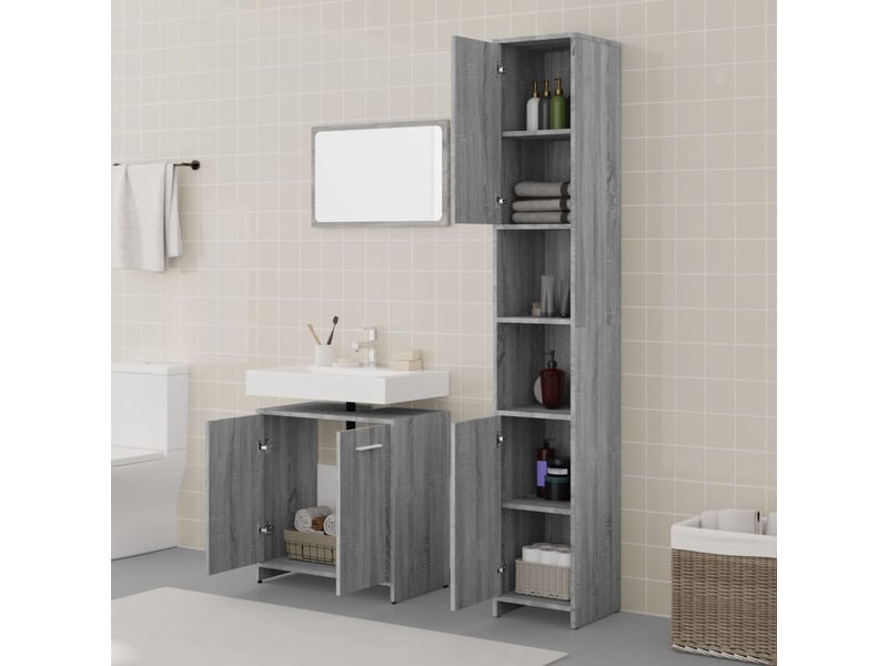  Ensemble de meubles de salle de bain 3 pcs sonoma gris cf63807  - Conforama C