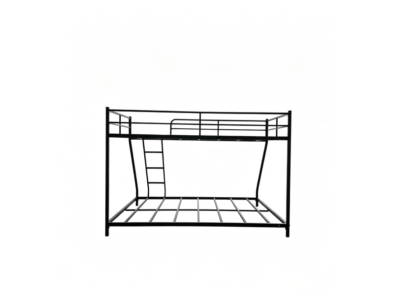  Lit superposé 3 places 190×80 cm et 190×130 cm, échelle antidérapante et barrière  - sans matelas, métal noir  - Conforama A