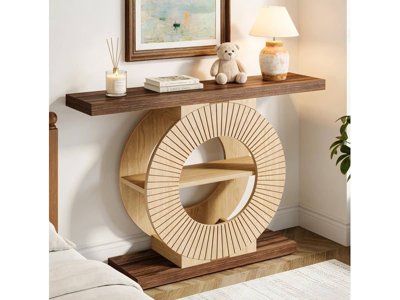  Table console 100x29,5x79,5 cm style campagne bois marron  - Conforama D