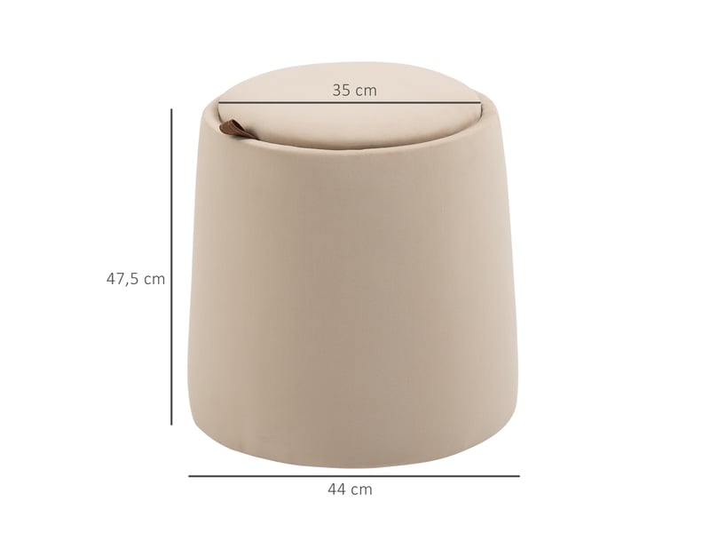 Pouf rond beige ø44x47,5 cm en polyester avec rangement et plateau réversible  - Conforama C