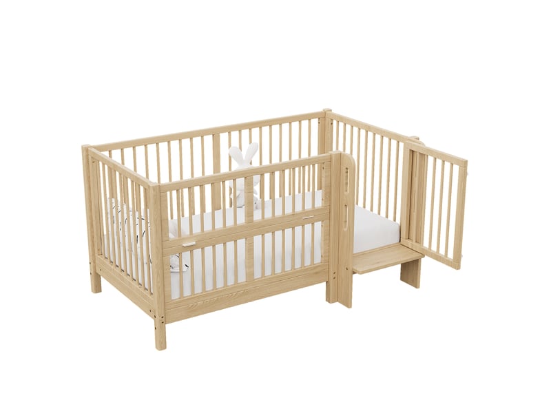  Lit bébé évolutif 140x70 cm en pin naturel, convertible en lit enfant et cododo  - Conforama E