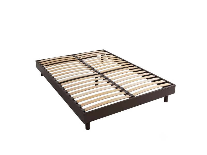 Sommier kit 140x190 cm en bois massif marron noyer - Conforama C