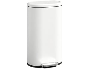 Poubelle de cuisine 30 l à pédale, couvercle à fermeture amortie, métal blanc crème